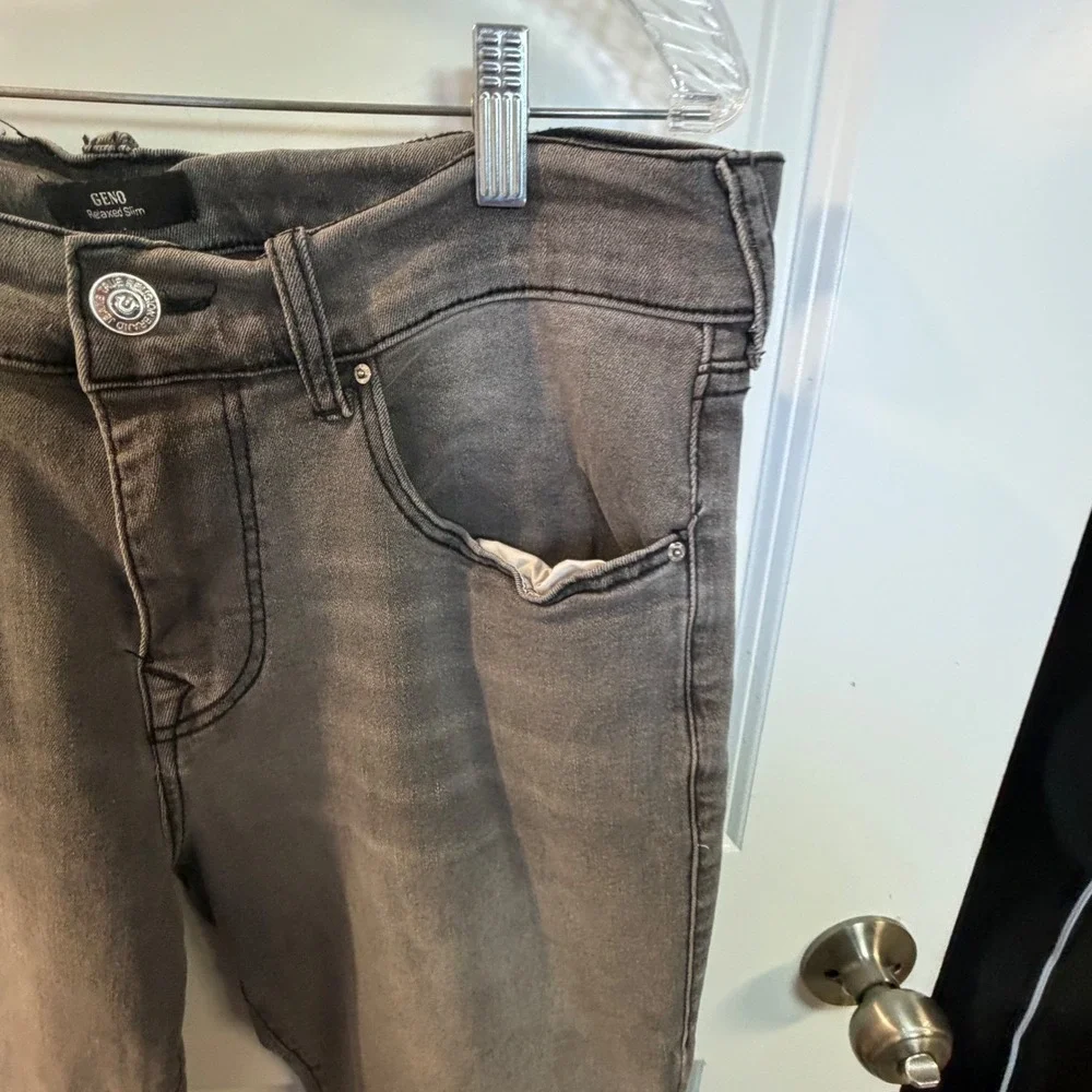True Religion Mens‎ Jeans Geno Relaxed Slim Gray Size 34 Flawed